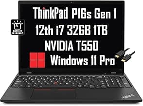 Lenovo ThinkPad P16s Mobile Workstation & Business Laptop (16" FHD+, Intel 12-Core i7-1260P, 32GB RAM, 1TB SSD, NVIDIA T550), Backlit Keyboard, Webcam, Wi-Fi 6E, IST Cable, Win 11 Pro, Black - 2024