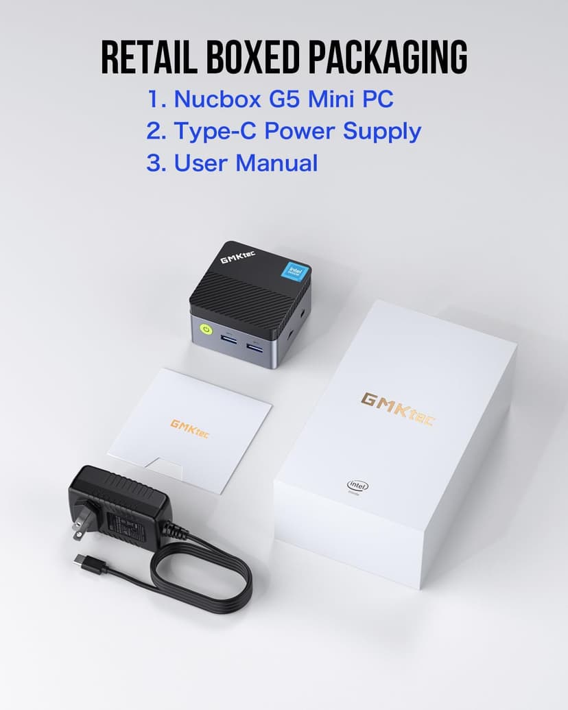 GMKtec Mini PC NucBox G5, Intel 12th Gen Alder Lake N97 (up to 3.6GHz), 12GB RAM 256GB M.2 SSD, Home, Business, Office Mini Computer, 4K UHD Dual HDIMI, RJ45 Ethernet