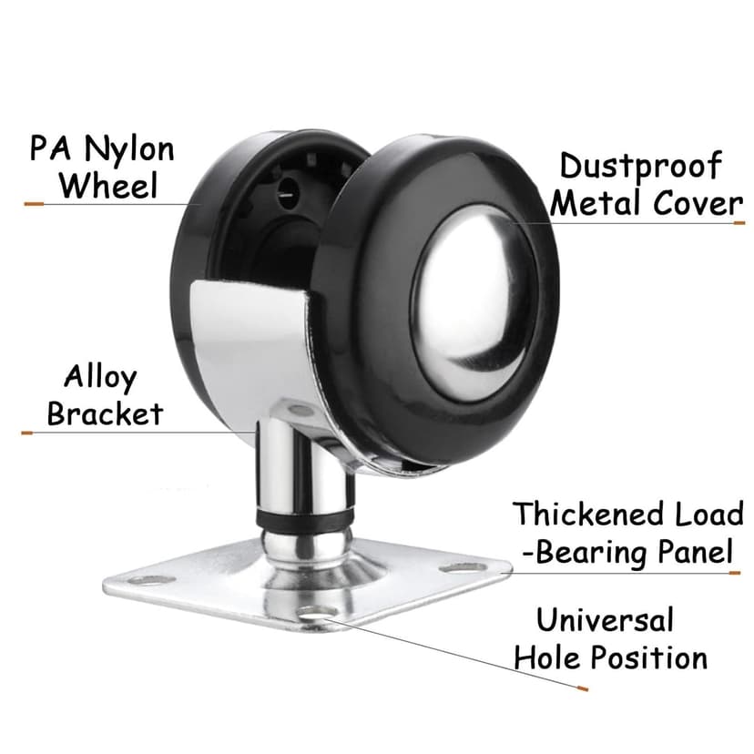 4 Pcs Swivel Castor Wheel,2 Inch Heavy Duty Plate Caster Wheel,Furniture Alloy Decorative Wheels,360 Degree Silence Rotating,Small Shelf,Bookcases Replacement Casters Wheels
