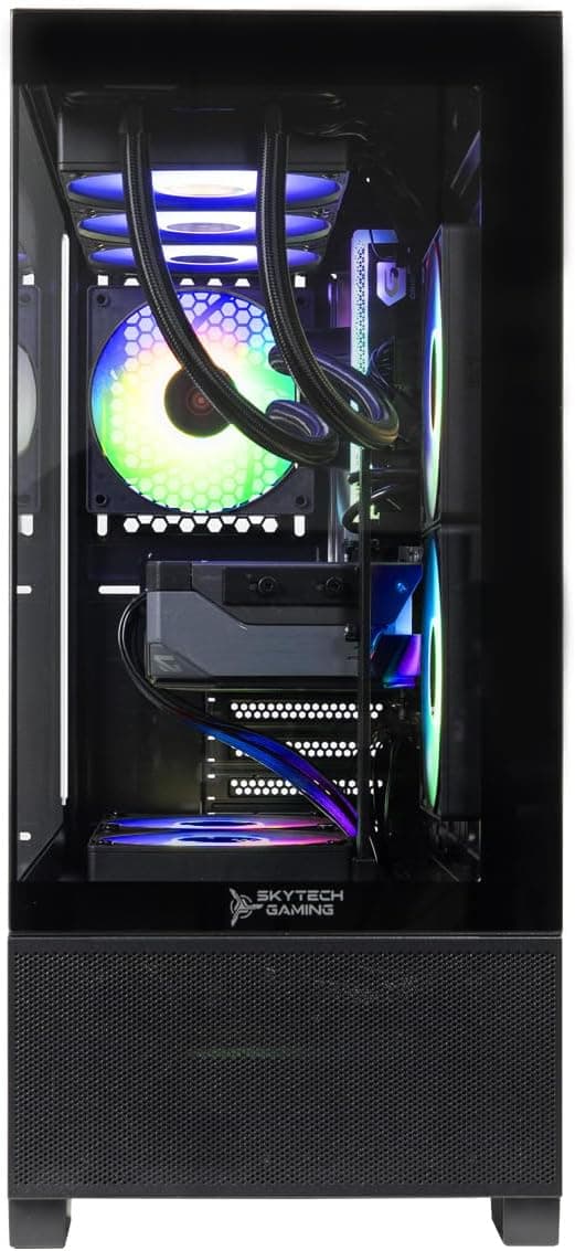 Skytech Azure Gaming PC Desktop, Ryzen 9 9900X 4.4 GHz (5.6GHz Turbo), NVIDIA RTX 5070 Ti 16GB, 2TB Gen4 NVMe SSD, 32GB DDR5 RAM 5200 RGB, 850W Gold ATX 3 PSU, 360mm ARGB AIO, Wi-Fi, Win 11