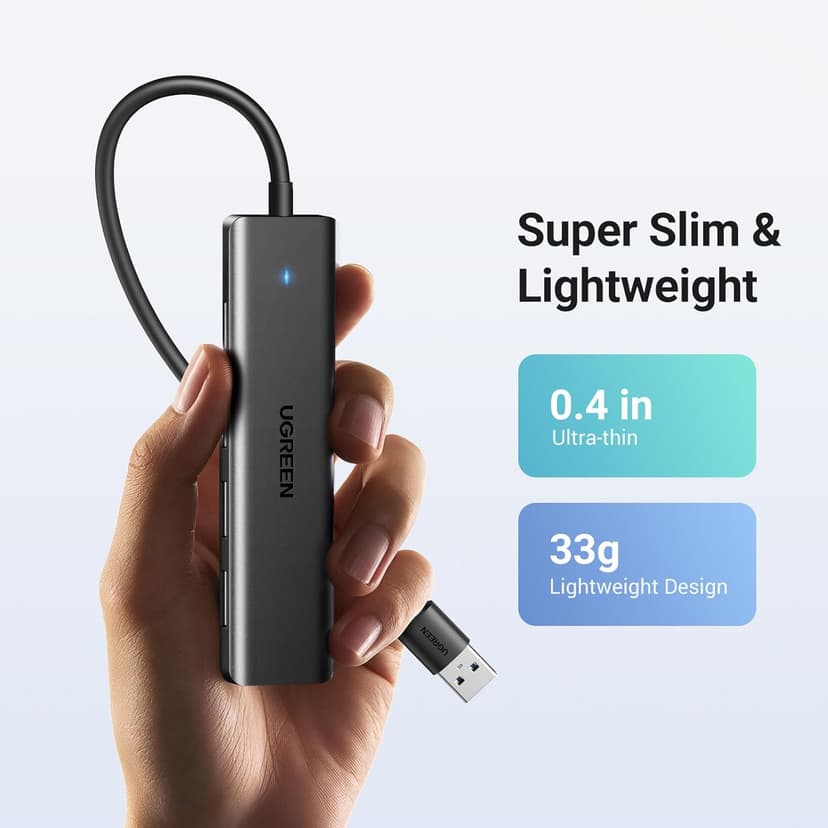 UGREEN USB 3.0 Hub, 4 Ports USB A Splitter Ultra-Slim USB Expander for Mouse, Keyboard, Flash Drive, U Disk, Printer Compatible with Laptop, Desktop PC, Xbox, PS5, and More