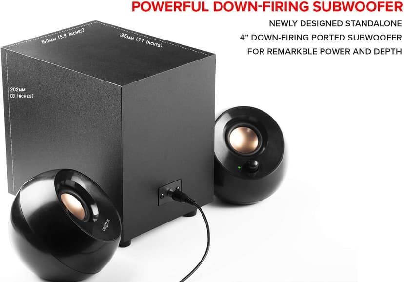 Creative Pebble Plus 2.1 USB-Powered Desktop Speakers with Powerful Down-Firing Subwoofer and Far-Field Drivers, Up to 8W RMS Total Power for Computer PCs and Laptops (Black)