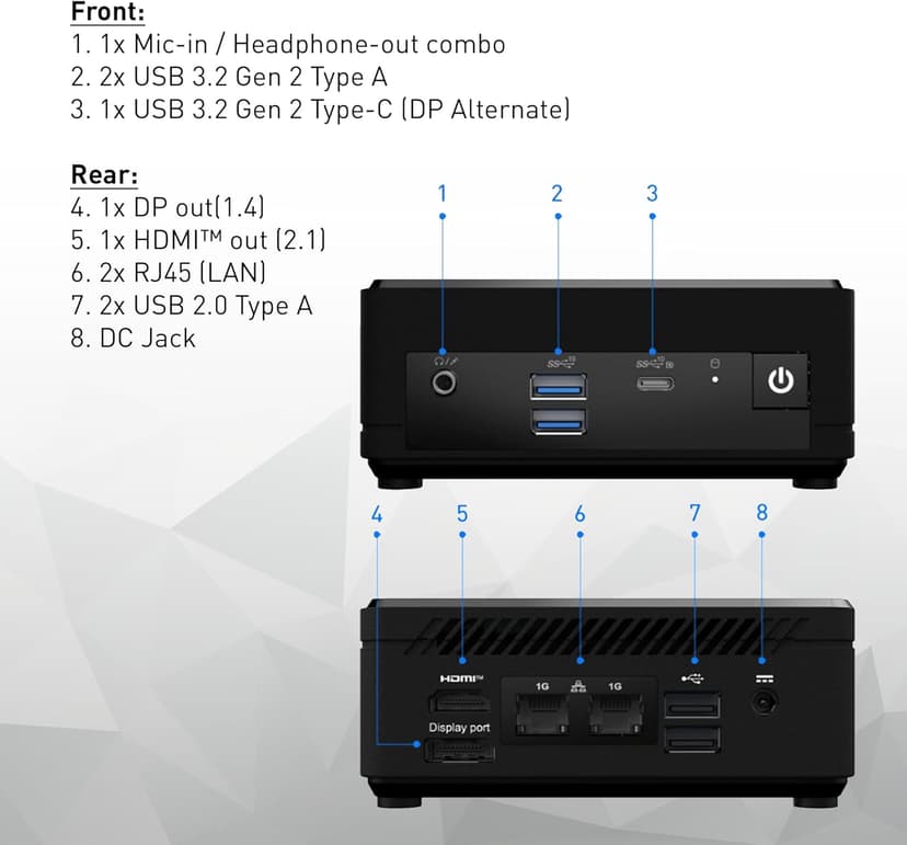 MSI Cubi N ADL Mini PC: Intel Celeron N100, Wi-Fi, Thunderbolt Type C, Black, Non-OS/Barebone: ADL-020BUS