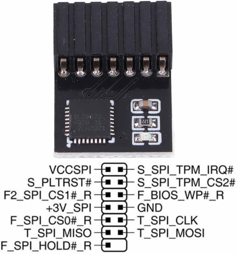 TPM 2.0 Module, Black PCB 14Pin SPI TPM 2.0 Encryption Security Module Remote Card Replacement TPM Chip Computer Components Fit for Motherboard Fit for Win11 System