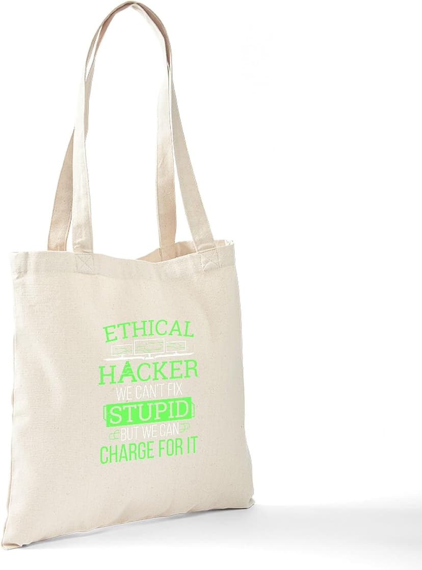 CafePress Cybersecurity Computer Hacking Ethical Hacker Reusable Natural Beige Canvas Shopping Bag
