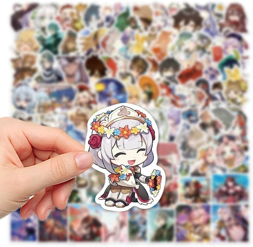 [100 PCS] QYZHIZ Cute Genshin Impact Sticker, Colourful Stickers, Game Sticker for Fans, Waterproof Stickers for Laptop, Water Bottle, Computer, Skate, Phone, Bike, Guitar.