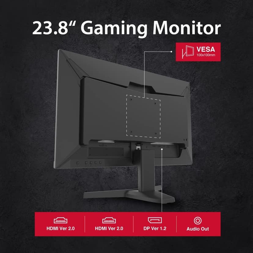 Gigastone 24 inch IPS LED Back Light Gaming Monitor 3-Pack 165Hz FHD 1920 x 1080, 1080P 178° Wide View, Triple Monitor, Built-in Speakers, FreeSync, Ergonomic Tilt VESA Mount,DP,HDMI
