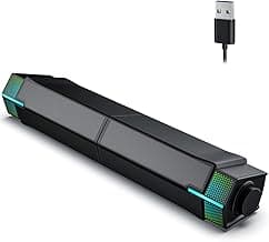 Jeecoo M20 Bluetooth Computer Speakers for PC Desktop Monitor, Gaming PC Sound Bar - Wired USB-Powered, Superb Stereo Sound, with LED Lighting - Combine/Separate to Customize Your Desk