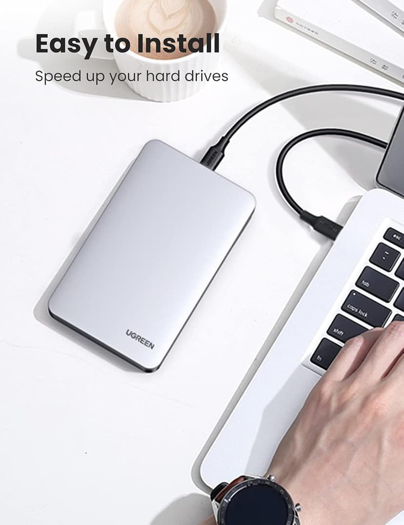 UGREEN USB C Hard Drive Enclosure for 2.5" SATA SSD HDD - Aluminum USB C to SATA Adapter USB 3.1 Gen 2 Support UASP - Compatible with MacBook Pro Air, WD, Seagate, Toshiba, Samsung, Hitachi