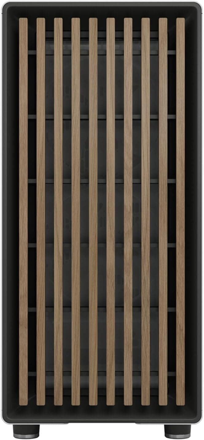 Fractal Design North Chalk White Tempered Glass Clear - Genuine Oak Wood Front - Glass Side Panel - Two 140mm Aspect PWM Fans Included - Type C USB - ATX Airflow Mid Tower PC Gaming Case