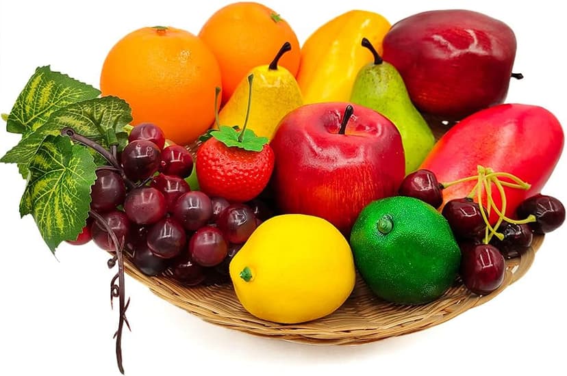 17 Pcs Fake Fruit, Simulation Fruit Props for Photography, Display, Lifelike Realistic Artificial Fake Fruits Home Decor Craft Fruit Set Fake Lemon Fake Grape Strawberry