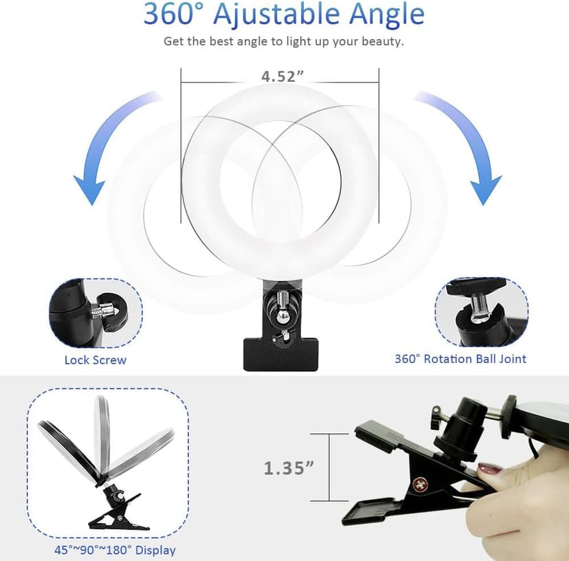 Video Conference Lighting Kit, Ring Light for Monitor Clip On,for Remote Working, Distance Learning,Zoom Call, Self Broadcasting and Live Streaming, Computer Laptop Video Conferencing