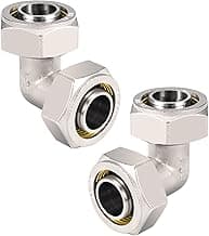 2PCS 3/4’’ Elbow Air Piping Fittings, Air Line Fittings For Shop Garage Compressed Air line System Kit Brass-Nickel Plated, 200PSI