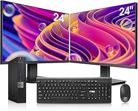 Dell Mini PC OptiPlex 7040 Desktop Computers with Dual 24 inch KOORUI Monitor,Micro PC, Intel i7-6700T 32GB Ram 1TB M.2 NVMe SSD,AX210 Built-in WiFi 6e & Bluetooth 5.2, HDMI, Windows 11 Pro (Renewed)
