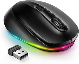 seenda Rechargeable Wireless Mouse -Light Up Mouse for Laptop, Small Cordless Mice with Quiet Click & LED Lights for Kids' Chromebook, Windows, Mac PC Computer - Black
