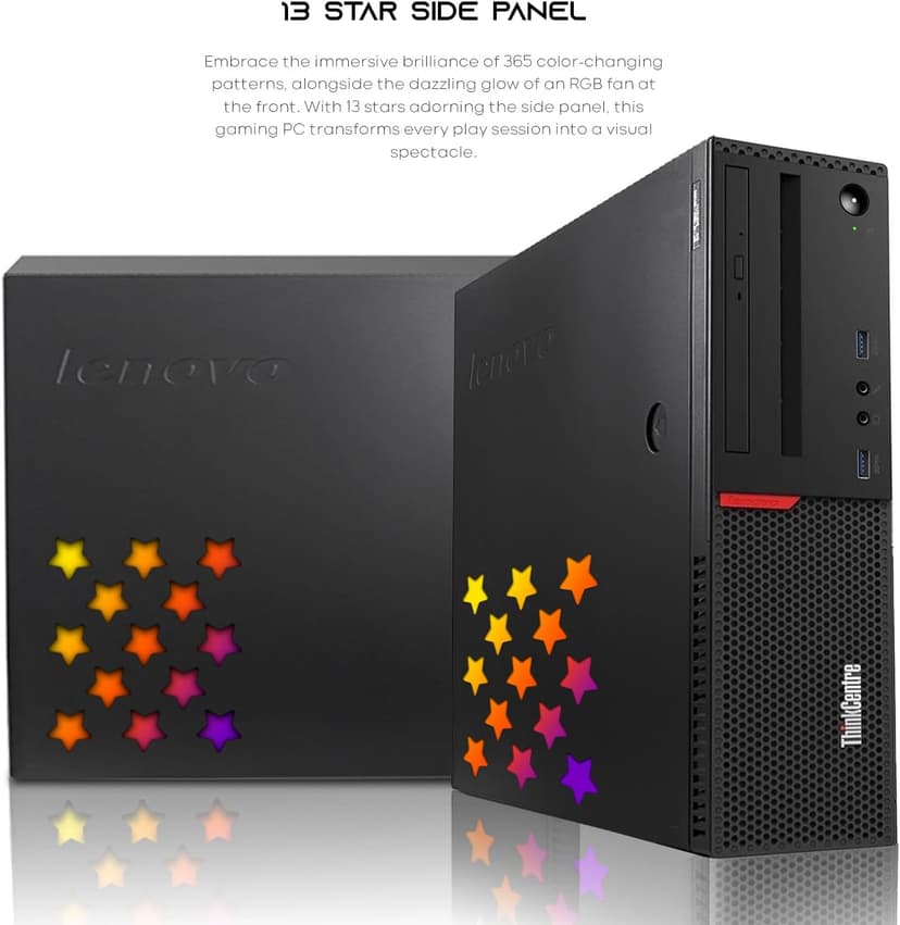 Lenovo Desktop PC Gaming Bundle - Intel Core i7, 16GB RAM, 512GB SSD, 24-inch Curved Monitor, GT 1030 2GB, RGB Speaker, RGB Keyboard Mouse, WiFi, Win 10 Pro (Renewed)