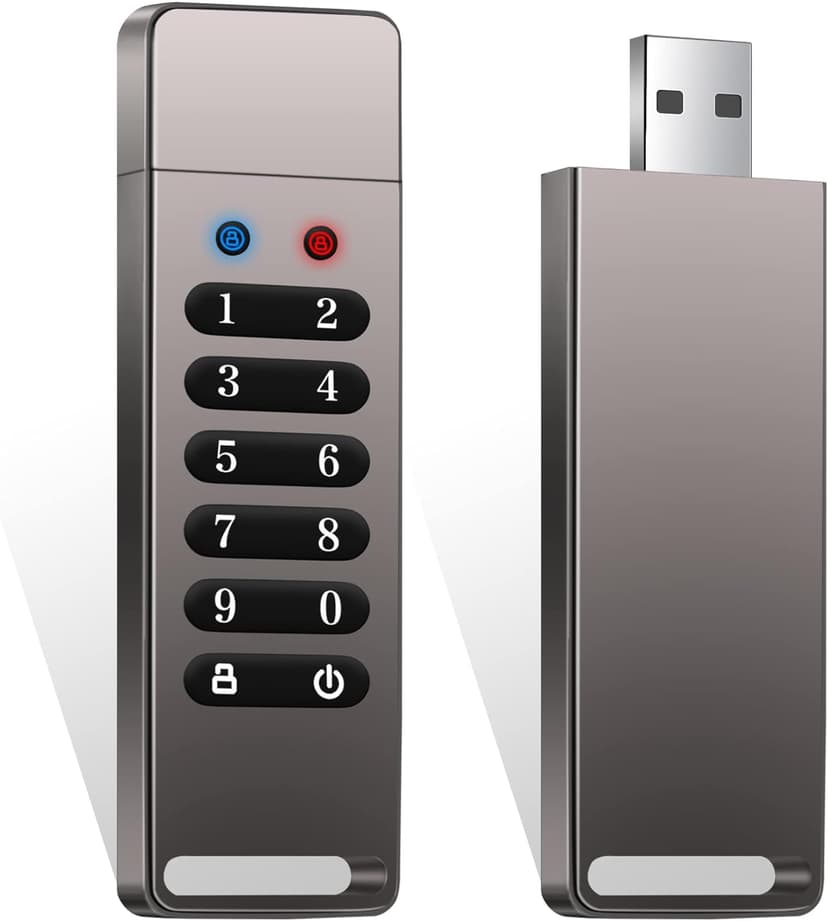 INNPLUS Secure 32GB Encrypted USB 3.0 Flash Drive - 256-bit Hardware Encryption, Password Protected, Compatible With MAC/Windows/Linux/Embedded Systems - Gray