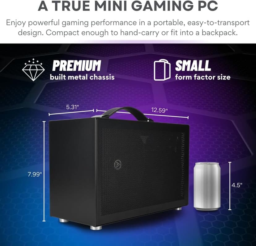LAN Gaming Desktop (8.1L Small & Light, RTX 5070 12GB, AMD Ryzen 7 8700F, 32GB DDR5 RAM, 2TB NVMe SSD, Internal WiFi + Bluetooth, Windows 11 Pro) Best Mini ITX SFF Computer (Black)
