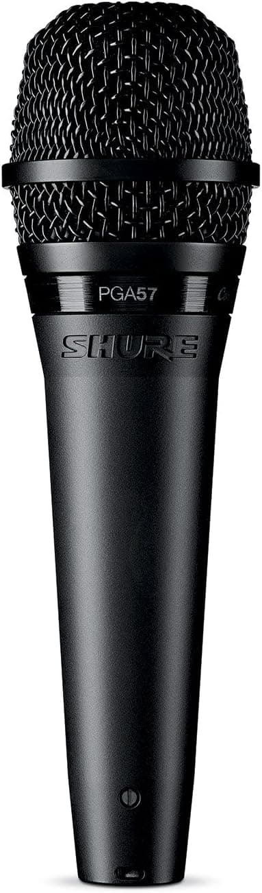 Shure PGA57 Dynamic Microphone - Professional Quality Instrument Mic with Cardioid Pick-up Pattern, 3-in XLR Connector, 15' XLR-to-XLR Cable, Stand Adapter and Zipper Pouch, (PGA57-XLR)