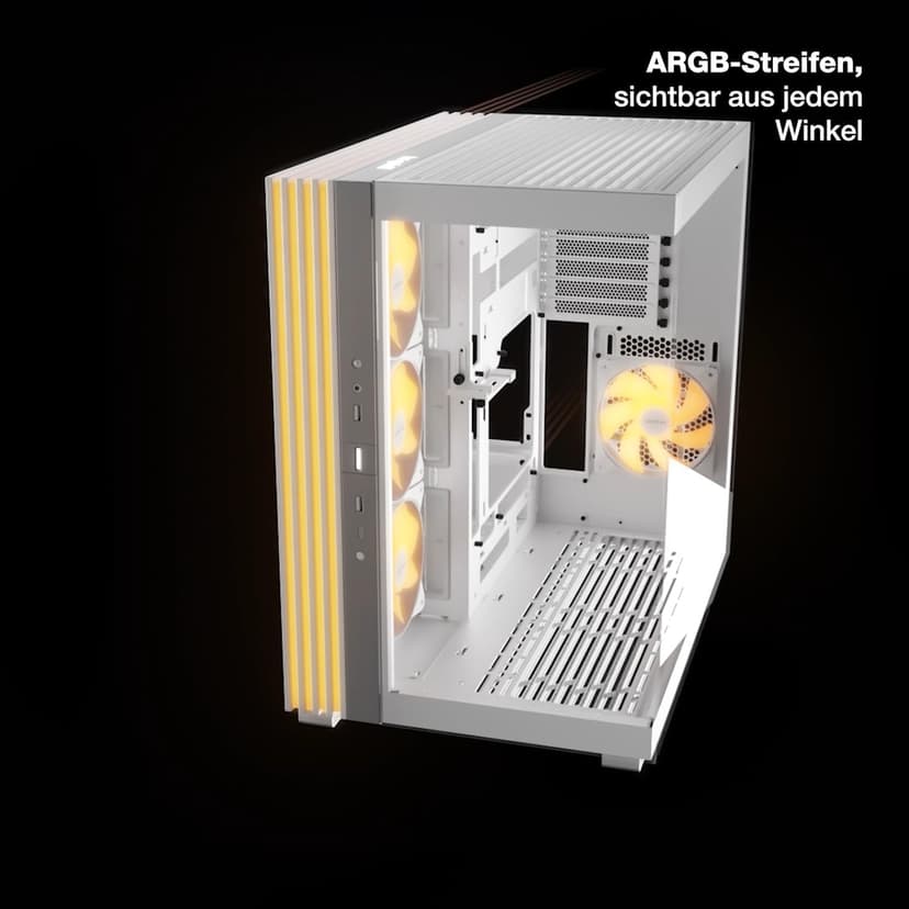 be quiet! Light Base 600 DX White PC Case | Fully Windowed Front and Side Panel | Dual Chamber | ARGB LED Strip | Inverted and Horizontal Layout Customizable | BGW66