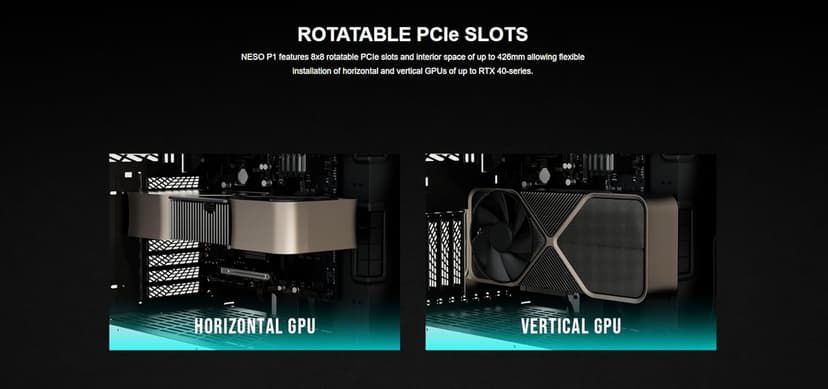 GAMDIAS RGB Tempered Glass Gaming Computer PC Case, 2-Way Standing w/Vertical & Horizontal Orientaton & One-Touch Open, Support up to 420mm AIO, Huge Cable Management & Excellent Airflow NESO P1 BR