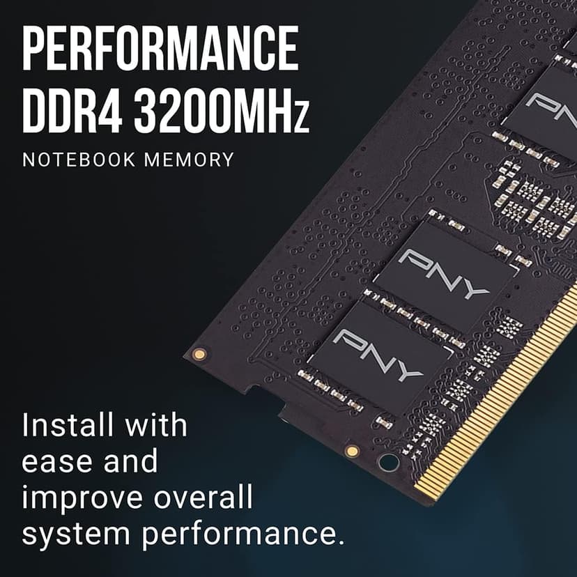 PNY Performance 16GB (2x8GB) DDR4 DRAM 3200MHz (PC4-25600) CL22 (Compatible with 2933MHz, 2666MHz, 2400MHz or 2133MHz) 1.2V Notebook/Laptop (SODIMM) Computer Memory Kit – MN16GK2D43200-TB