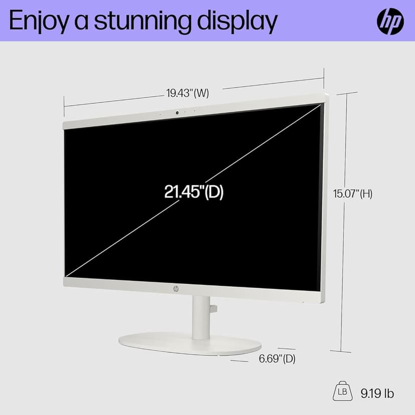 HP 22" All-in-One Desktop PC • Full HD Display • 16GB RAM • 1TB Storage (512GB SSD and 512GB External) • Intel Ultra-efficient Processor • Type-C • Mouse and Keyboard Included • Windows 11 Pro
