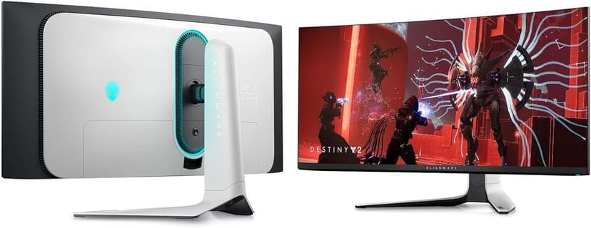 Alienware AW3423DW Curved Gaming Monitor 34.18 inch Quantom Dot-OLED 1800R Display, 3440x1440 Pixels at 175Hz, True 0.1ms Gray-to-Gray, 1M:1 Contrast Ratio, 1.07 Billions Colors - Lunar Light