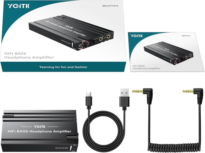 Professional 16-600Ω Headphone Amplifier with Bass Boost, Portable HiFi Earphone Amplifiers, Gain Switch Bass Volume Adjust, Rechargeble Headphone Amp 3.5mm Jack for Phones, iPad, MP3, MP4