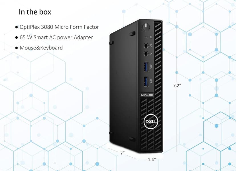 Dell OptiPlex 3000 3080 Desktop Computer - Intel Core i3 10th Gen i3-10100T Quad-core (4 Core) 3GHz - 8GB RAM DDR4 SDRAM - 256GB SSD - Micro PC (KT0JX) (Renewed)