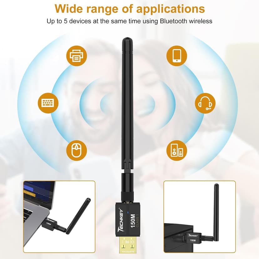 USB Bluetooth 5.4 Adapter for Desktop PC, Long Range 500FT Wireless Transfer for Headphones, Keyboard, Mouse, Compatible with Windows11/10/8.1