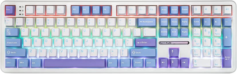 EPOMAKER Aula F108 Wireless Gaming Keyboard, Full Size Mechanical Keyboard with 4000mAh Battery, 108 Hot-Swappable and Programmable Keys, RGB Backlight, for Mac/PC/Android (White&Blue)