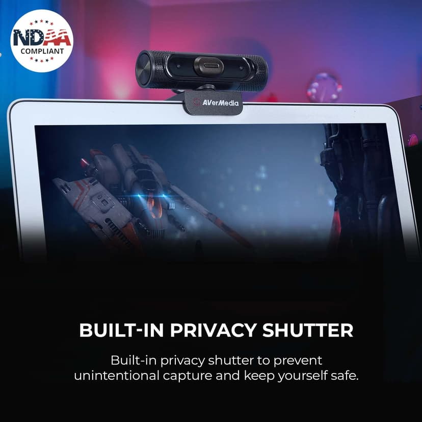 AVerMedia PW315 Full HD 1080p 60fps Webcam for Game Streaming, Video Calls and Content Creating with CamEngine and 3rd Party Software Support, TAA/NDAA Compliant