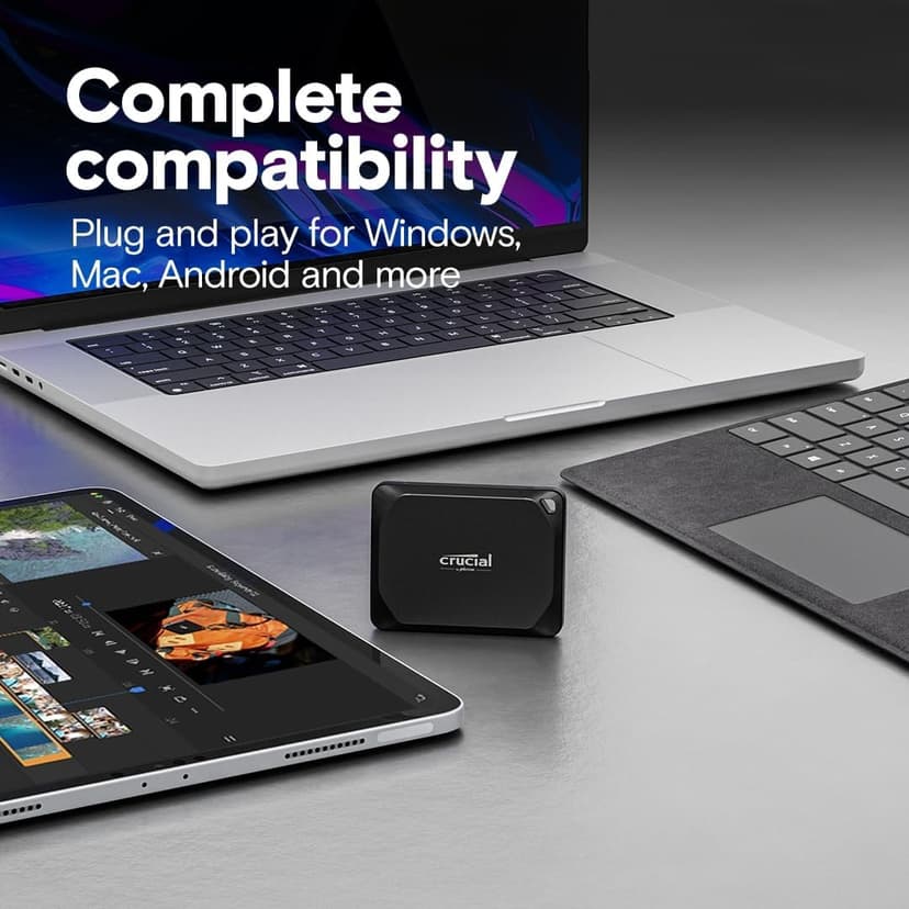 Crucial X10 Pro 4TB Portable SSD, Up to 2100MB/s Read, 2000MB/s Write, 3.2 USB-C, External Solid State Drive, Durable Storage for PC & Mac, for Professional Creators, Black - ‎CT4000X10PROSSD902