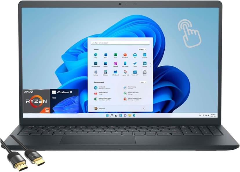Dell Inspiron 15 Business Laptop, 15.6" FHD Touchscreen Display, AMD 6-Core Ryzen 5-7530U (Beat i7-11600H), 64GB RAM, 1TB PCIe SSD, WiFi, Bluetooth, USB-C, Webcam, HDMI, PDG HDMI Cable, Win 11 Pro