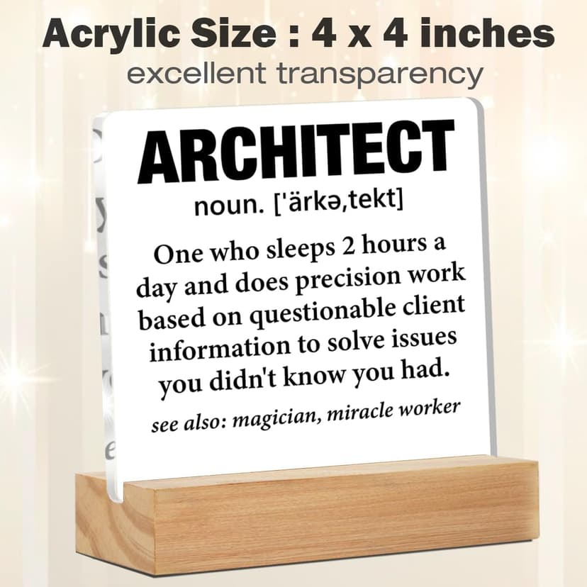 Funny Architect Gifts for Women Men, Gifts for Architects Architecture Major, Architect Definition Acrylic Desk Plaque Sign Office Home Decoration 4 x 4 Inches