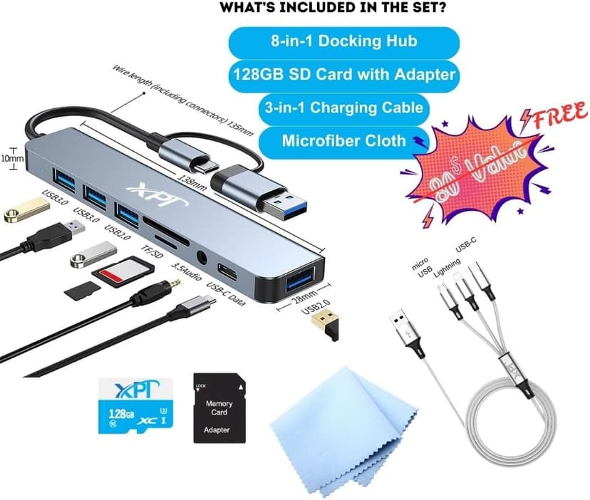 HP 14 Thin & Portable Laptop, 14" HD (1366 x 768), Intel 4-Core N4120 CPU, 16GB RAM, 192GB Storage (64GB eMMC + 128GB Docking Station Set) Webcam, 1 Year Office 365, Wi-Fi, HDMI Windows 11, White