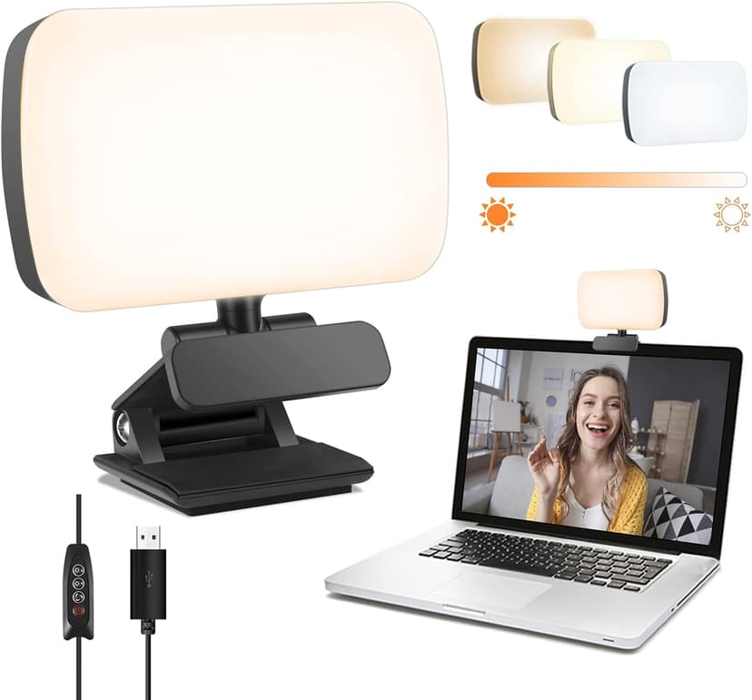 Video Conference Lighting, Webcam Lighting for Remote Working, Zoom Lighting for Laptop/Computer, Zoom Calls, Live Streaming, Self Broadcasting, Video Light for Zoom Meeting with Sturdy Clip