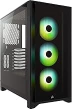 CORSAIR iCUE 4000X RGB Tempered Glass Mid-Tower ATX PC Case - 3X SP120 RGB Elite Fans - iCUE Lighting Node CORE Controller - High Airflow - Black