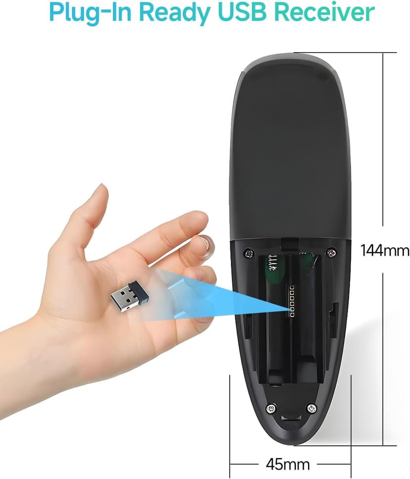 EASYTONE Air Mouse Remote Control, 2.4 GHz Wireless Voice Remote Control with IR Learning, Wireless Connection via USB Receiver Air Mouse for PC Android TV Box Laptop Projector Windows Android Mac OS