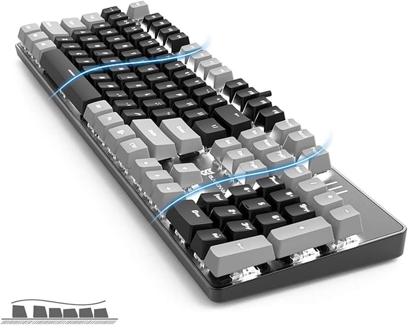 Mechanical Keyboard - Black Switch, Black & Grey Color, White Backlit, Hot Swappable, Wired, 104 Keys US Layout PC Gaming Keyboard