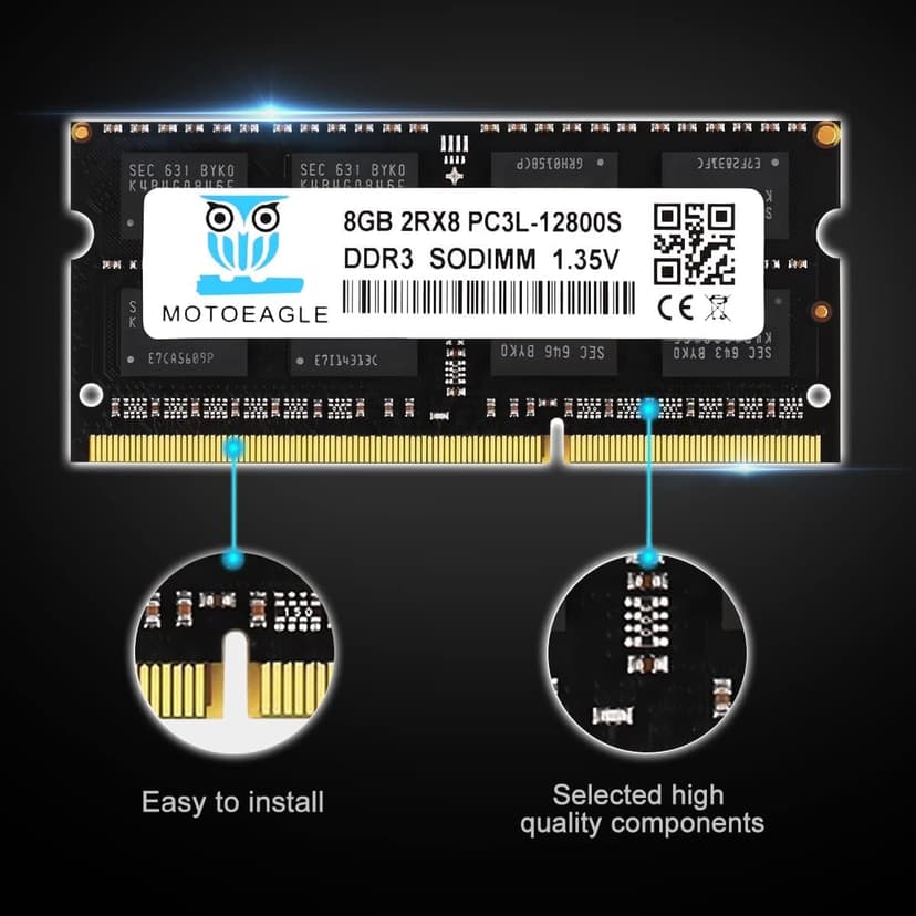 [16GB DDR3L SODIMM RAM ] DDR3L 16GB Kit (2 x 8GB) 1600MHz PC3-12800 CL11 Unbuffered Non-ECC 1.35V SODIMM 204-Pin Laptop Notebook PC Computer Memory