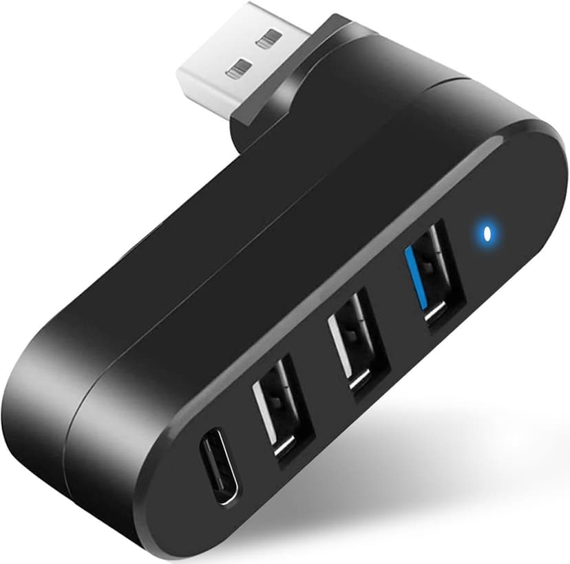 VIENON 4-Port USB 3.0 Hub [90°/180° Degree Rotatable], USB Splitter with 3 USB-A Ports & 1 USB C Power/Data Port, USB Extender for Laptop, Car, iMac, MacBook Air, MacBook Pro, and More