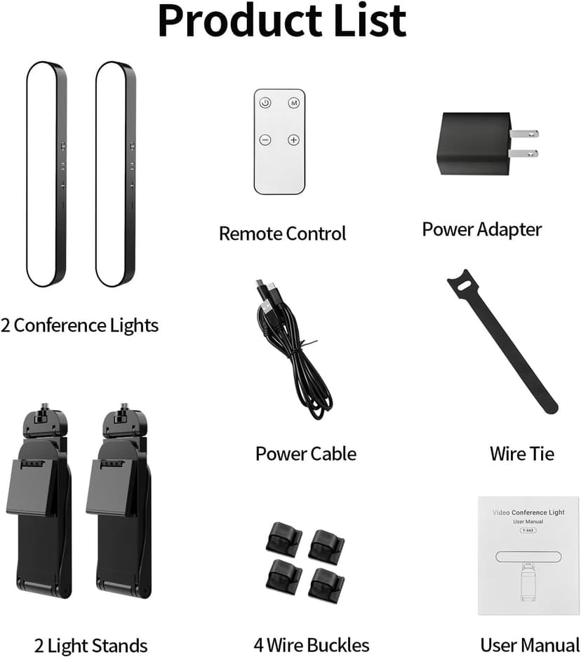 yAyusi Dual-lamp Video Conference Lighting, LED Streaming Light with Remote and Touch Control, Zoom Lighting for Computer,Webcam Laptop Monitor Ring Light for Video Calls/Zoom Meetings/Video Recording