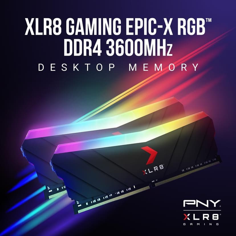 PNY XLR8 Gaming 16GB (2x8GB) DDR4 DRAM 3600MHz (PC4-28800) CL18 1.35V RGB Dual Channel Desktop (DIMM) Memory – MD16GK2D4360018XRGB