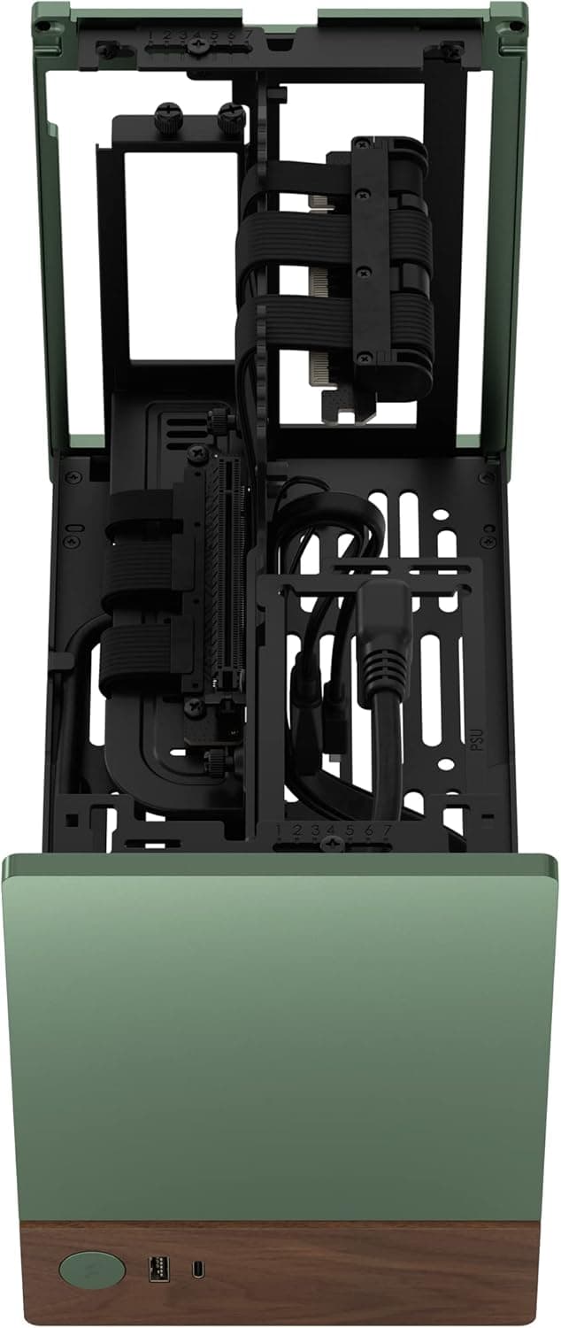 Fractal Design Terra Jade - Wood Walnut Front Panel - Small Form Factor - Mini ITX Gaming case – PCIe 4.0 Riser Cable – USB Type-C - Anodized Aluminum Panels