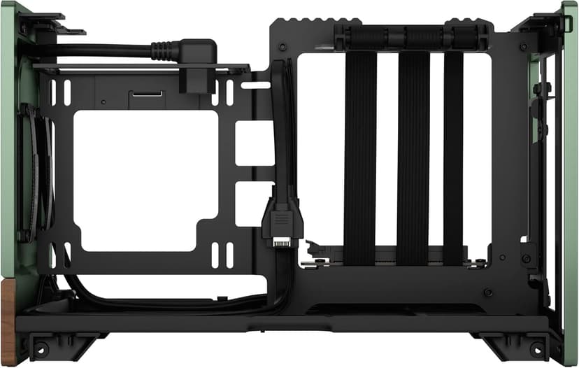 Fractal Design Terra Jade - Wood Walnut Front Panel - Small Form Factor - Mini ITX Gaming case – PCIe 4.0 Riser Cable – USB Type-C - Anodized Aluminum Panels