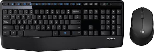 Logitech MK345 Wireless Keyboard and Mouse Combo with Palm Rest, 2.4 GHz USB Receiver, Compatible with PC, Laptop, Black