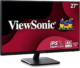 ViewSonic VA2756-4K-MHD 27 Inch IPS 4K Monitor with Ultra-Thin Bezels, HDMI and DisplayPort Inputs for Home and Office