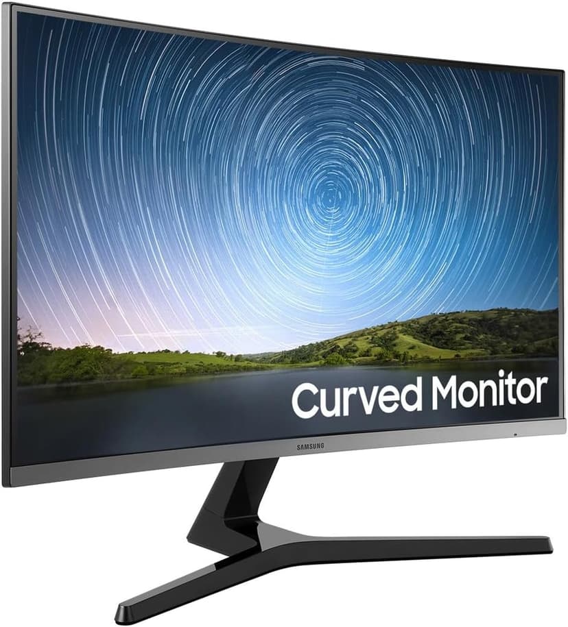 Samsung 27" Curved Monitor with FHD VA Display, AMD FreeSync, Low-Blue Light Mode, Adjustable Tilt, VESA Mount (75x75mm), 1 x HDMI 1.4, 1 x VGA, & Dockztorm USB Port Expander (2025 Latest Model)